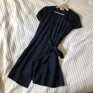 Sezane navy mini wrap dress